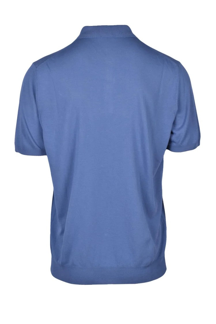 Fama Indigo Cotton Knit Polo