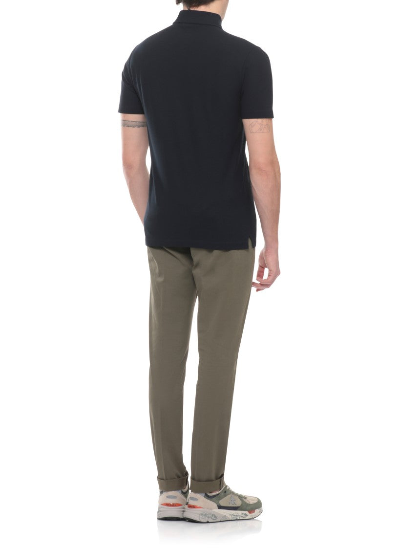 Zanone Blue Cotton Polo Shirt