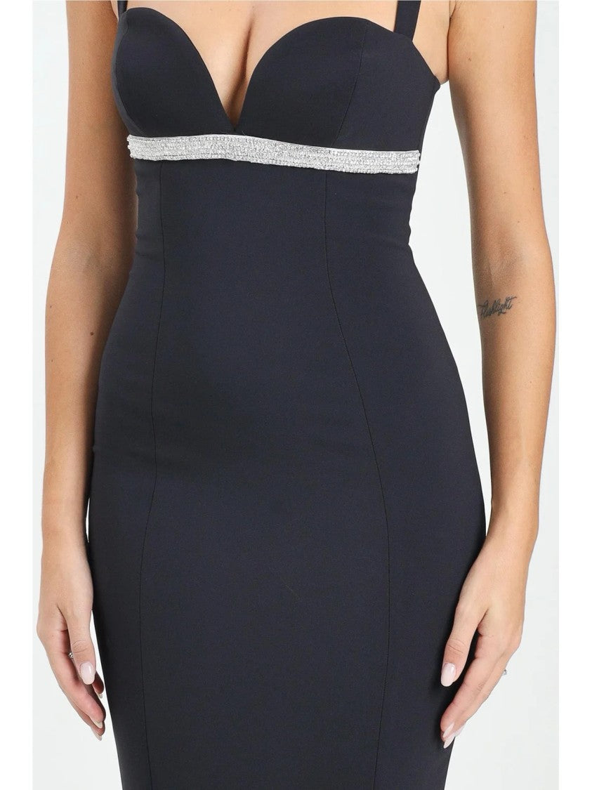 Alma Sanchez Maxi Dress With Bustier Neckline And Sparkling Detail