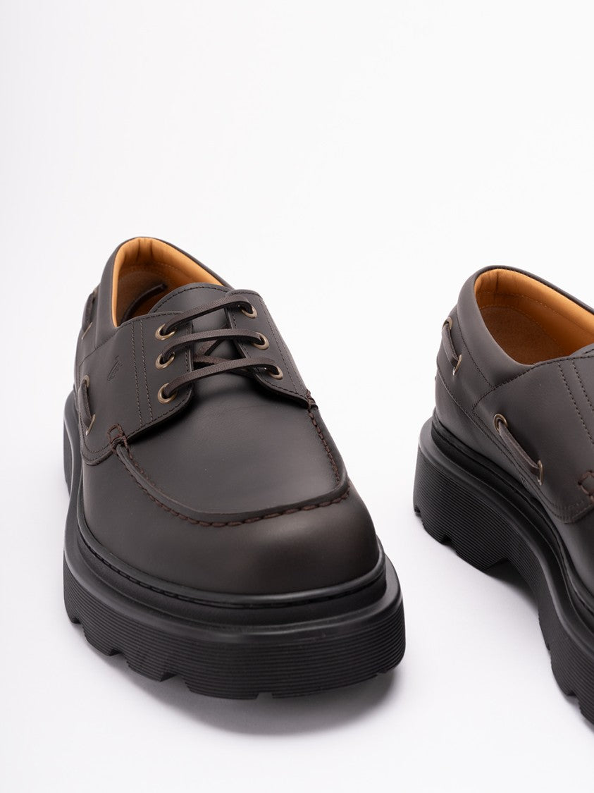 Tod's Black Calf Leather Lace-Up Shoes