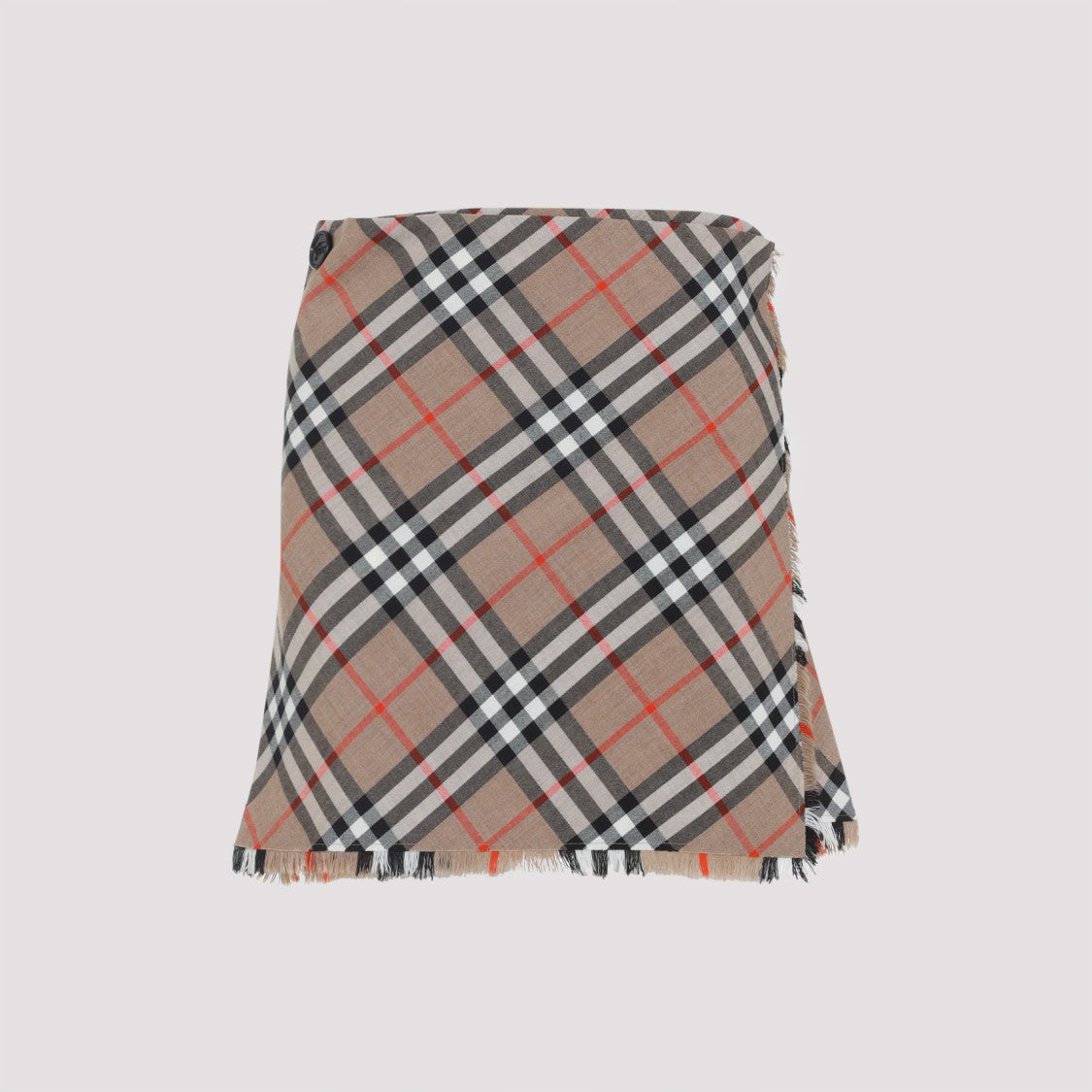 Burberry Check Beige Wool Midi Skirt