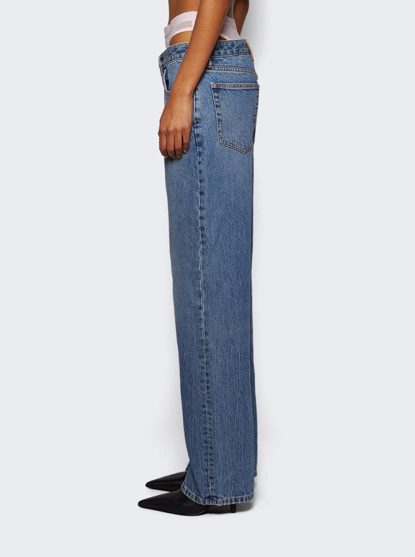 Alexander Wang Pre-Styled Hotfix Undie Slit-Hem Jeans Vintage Light Indigo