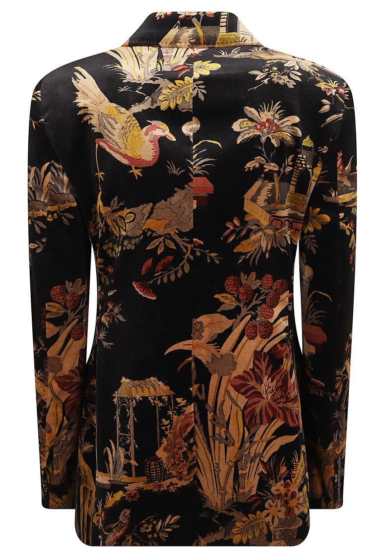Etro Intricate Printed Velvet Double-Breasted Jacket
