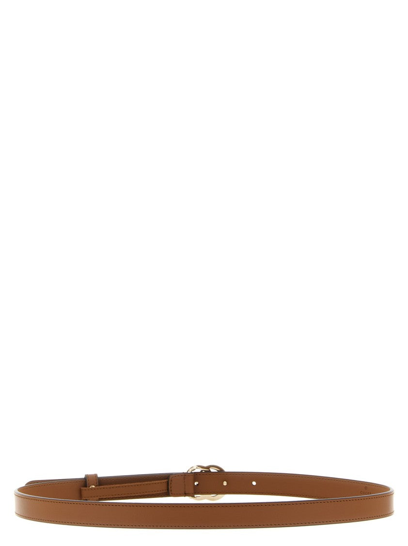 Gucci Brown Calfskin Leather Gg Marmont Belt