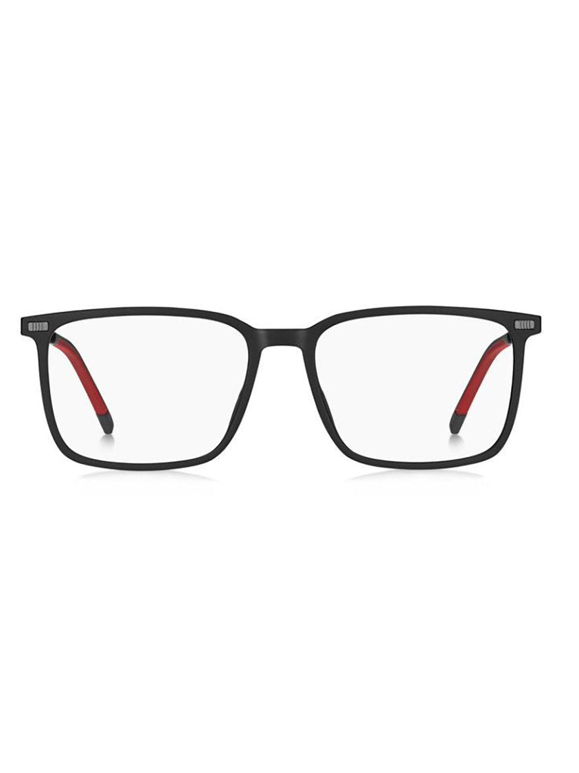 Tommy Hilfiger Rectangular Black Optical Frames With Subtle Red Accent