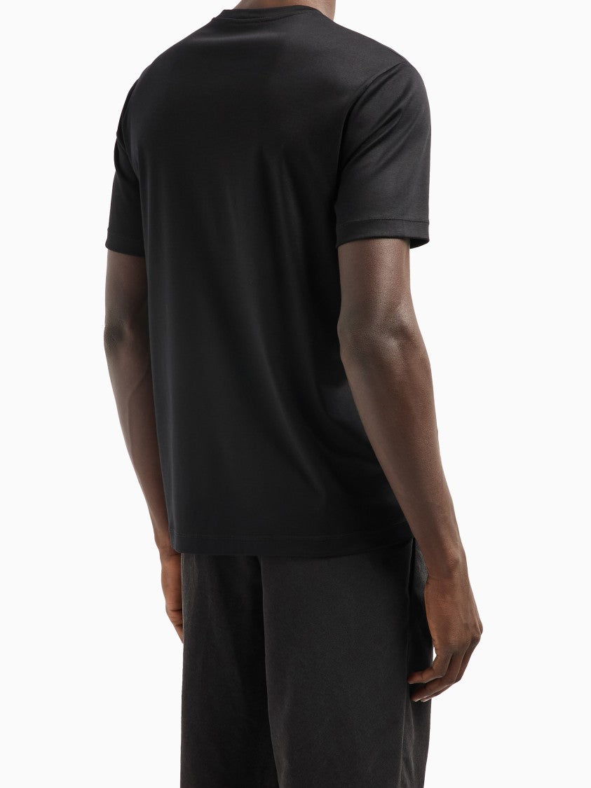 Giorgio Armani Black Short-Sleeve Cotton Tonal Logo T-Shirt