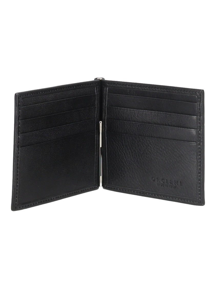 Claudio Orciani Black Lagoon Silver-Accent Leather Money Clip Wallet