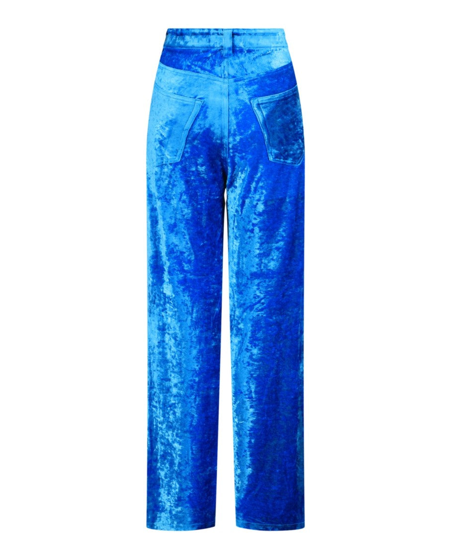 Balenciaga Crushed Velvet Wide-Leg Pants With Drawstring Waistband