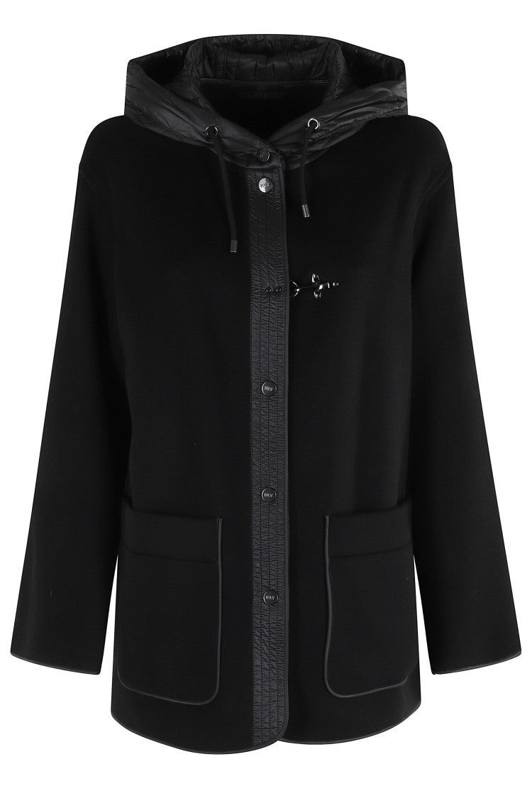 Fay Quilted Black Jacket With Hood