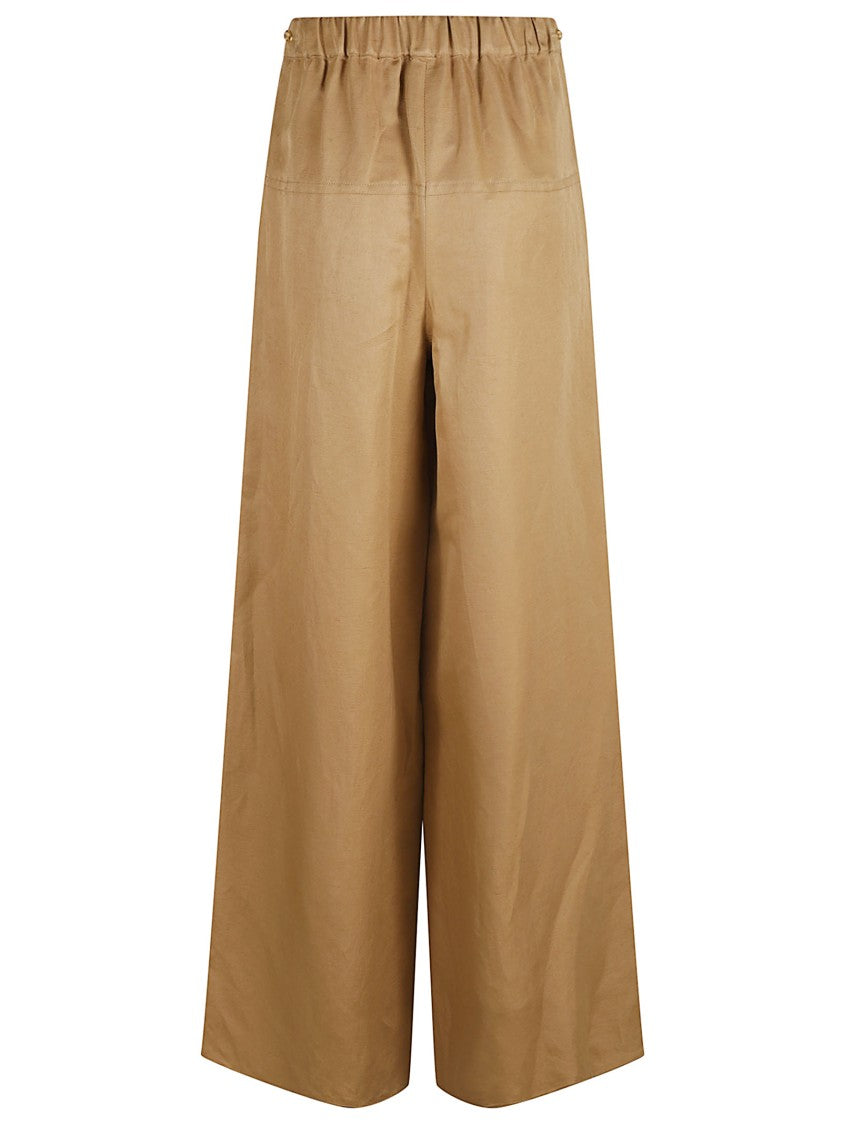 Max Mara Wide-Leg Brown Trousers With Relaxed Fit