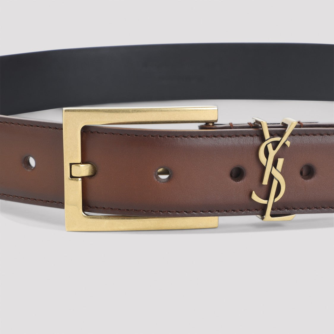 Saint Laurent Smooth Brown Leather Belt
