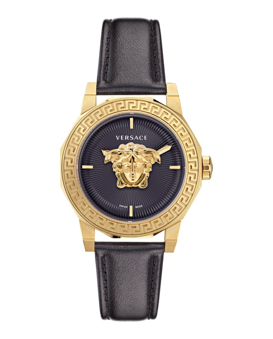 Versace Medusa Deco Leather Watch With Octagonal Case And Guilloche Dial