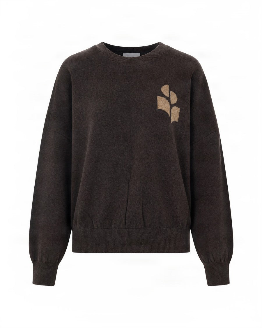 Isabel Marant Étoile Chocolate Sweater With Crew Neckline And Ribbed Scalloped Edges