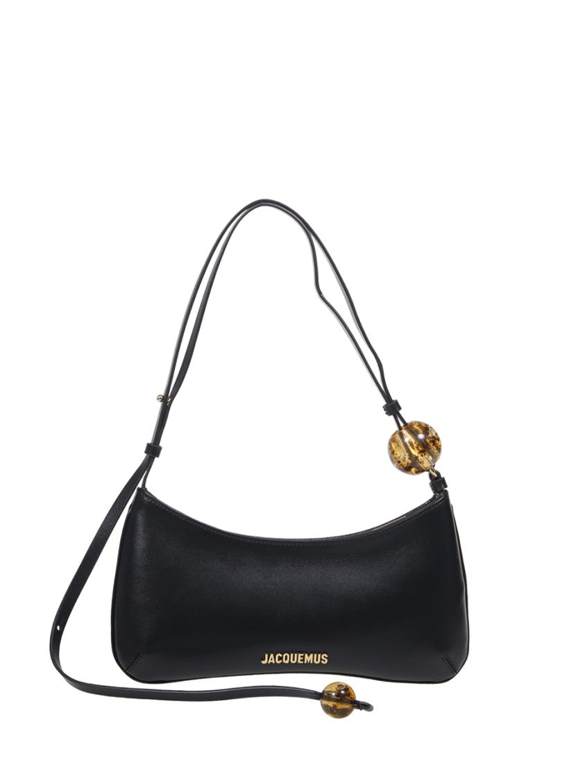 Jacquemus Curved Silhouette Black Leather Jacquemus Shoulder Bag