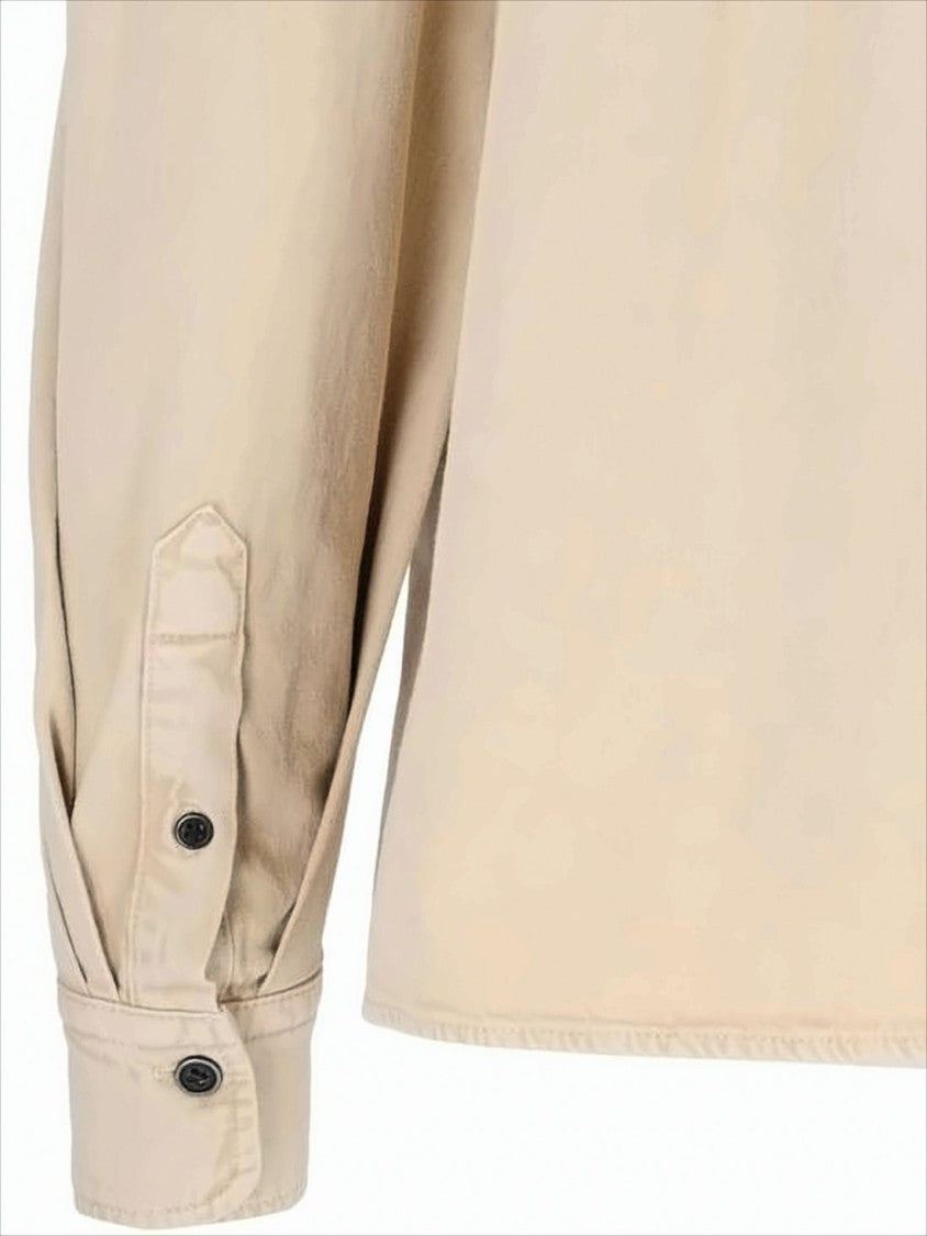 Isabel Marant Beige Ruffled Neckline Blouse With Button-Down Front