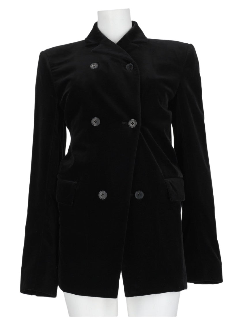 Khaite Black Shoulder-Padded Flap-Pocket Blazer