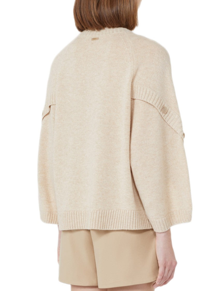 Max Mara Crossed Knit Sweater With Horn Buttons