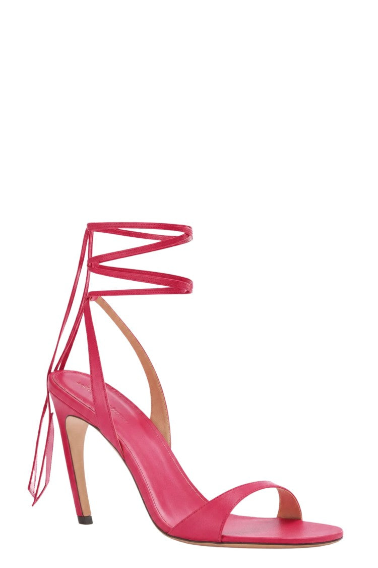 The Attico Warm Fuchsia Now Satin High Heel Leather Sandals
