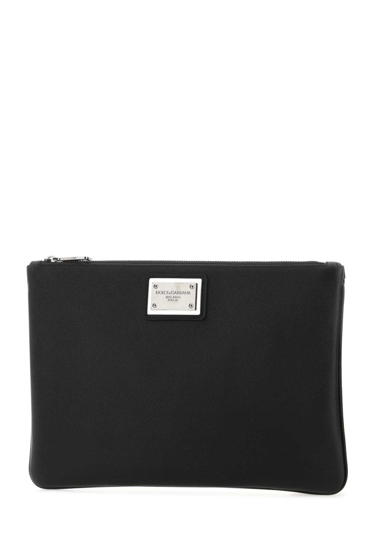 Dolce & Gabbana Black Leather And Nylon Pouch