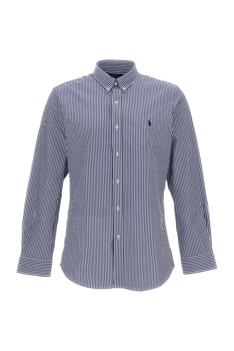 Polo Ralph Lauren White Blue Stretch Cotton Striped Shirt