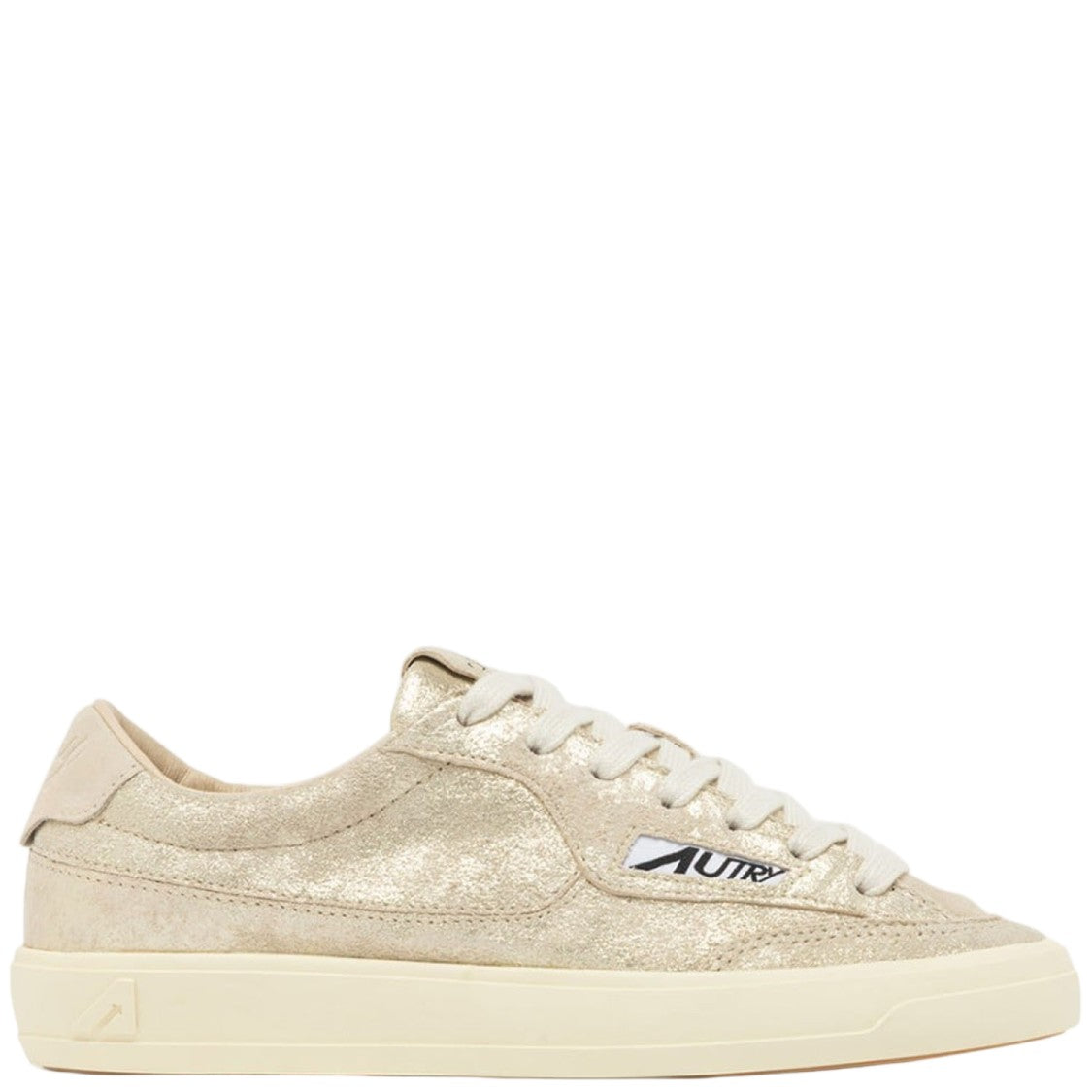 Autry Windscape Low Sneakers In Gold-Laminated Suede