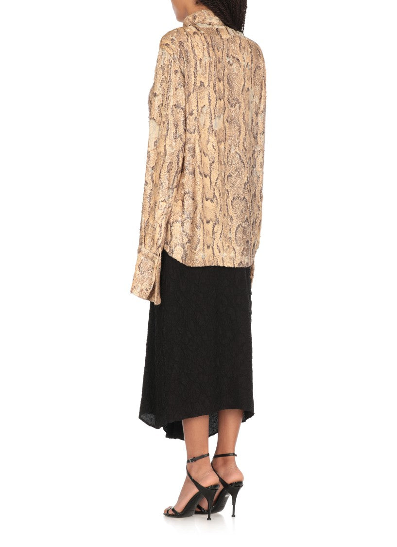 Dries Van Noten Beige Sequin-Embellished Shirt