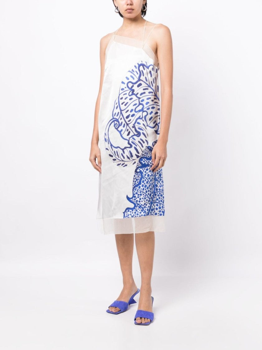 Ferragamo Floral-Print Silk Midi Dress