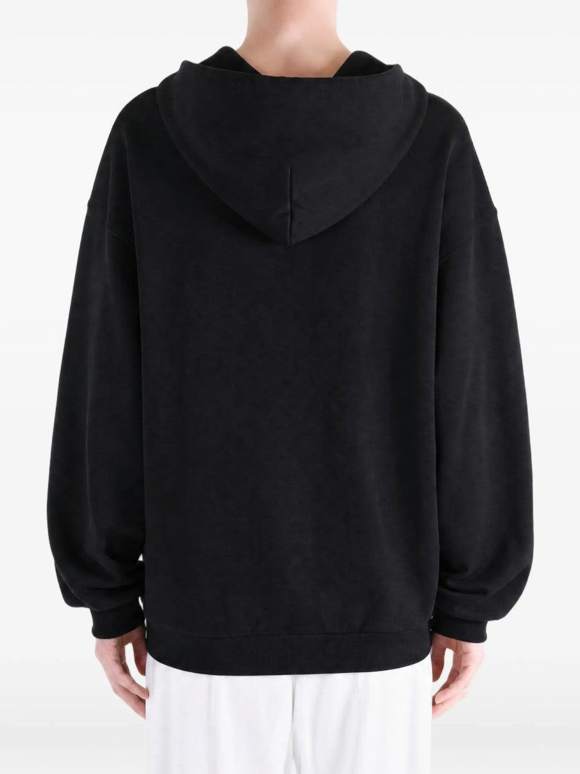 Balenciaga Graphic Print Zip-Up Hoodie With Relaxed Fit