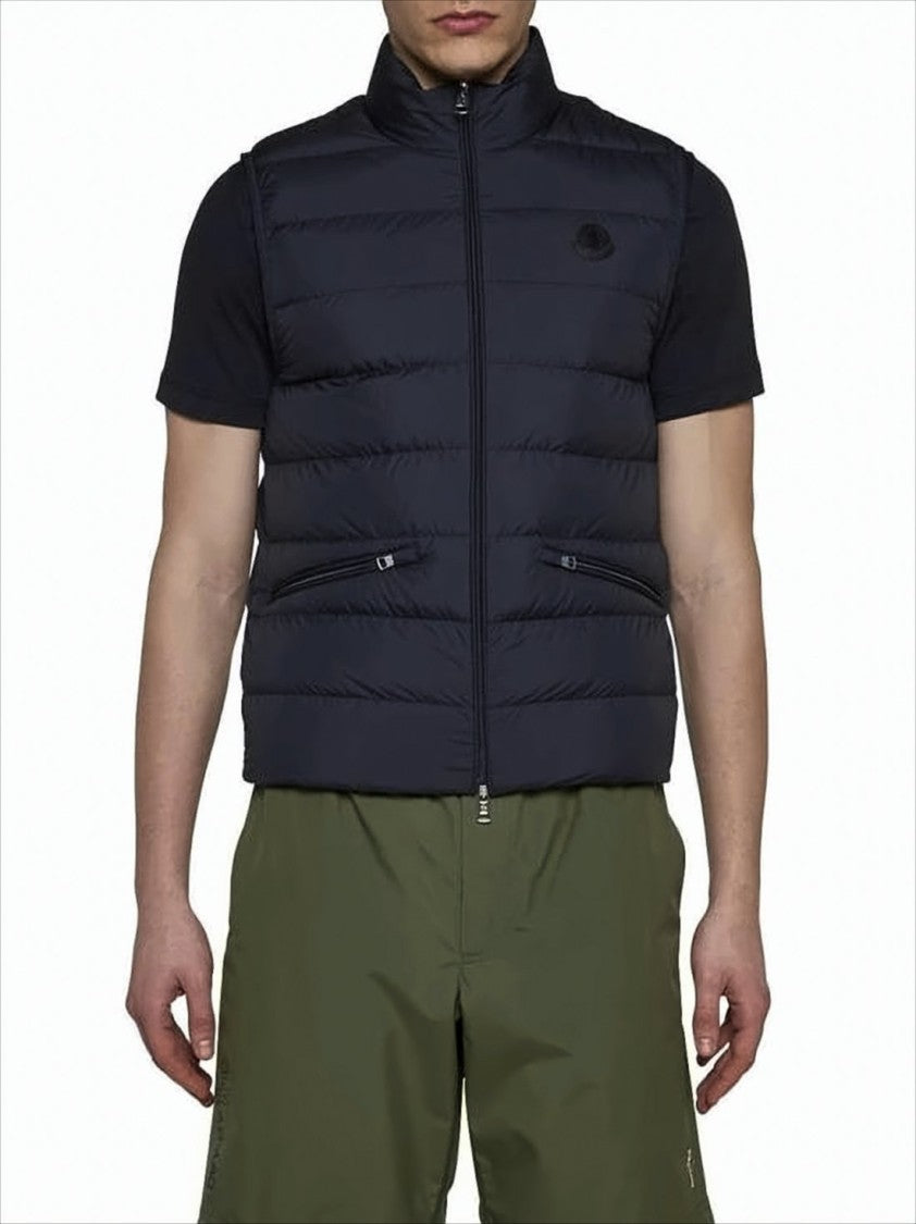 Moncler Quilted Black Vest With High Collar