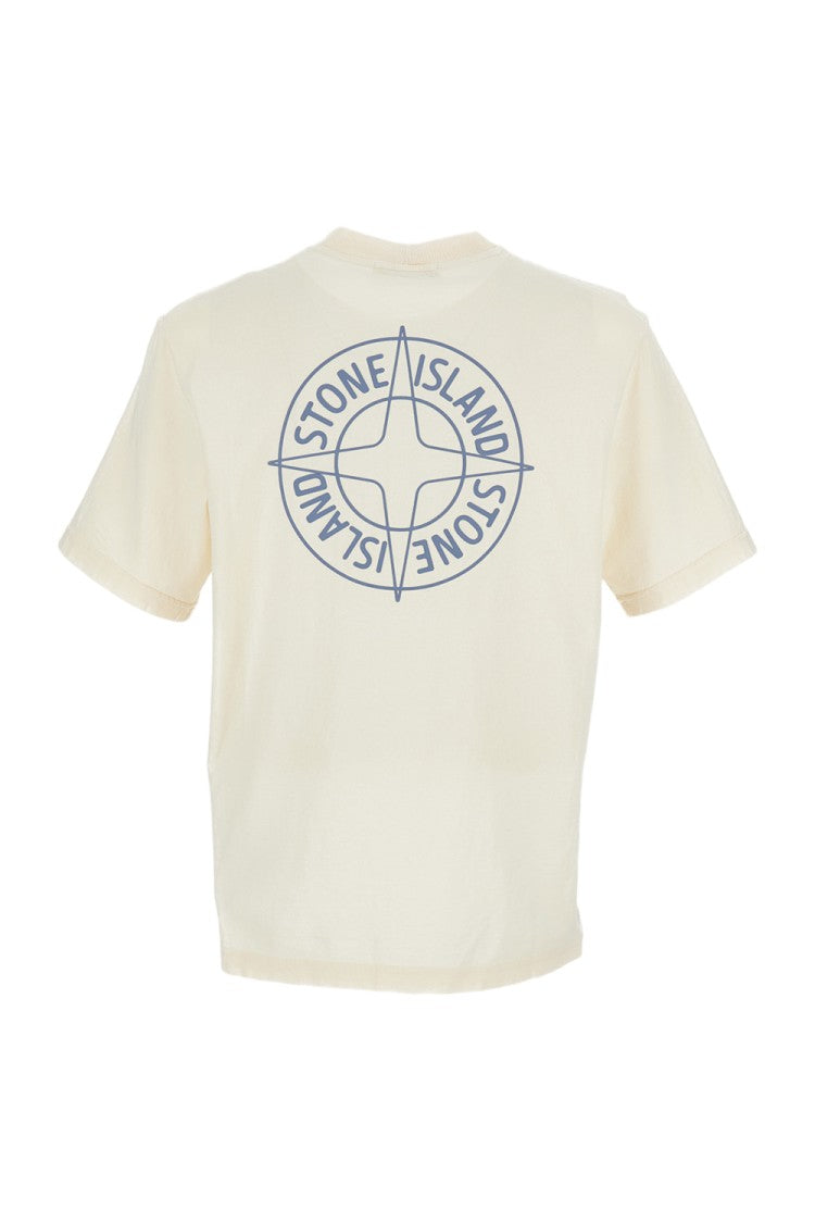 Stone Island Oversized Cotton T-Shirt With Emblem Prints