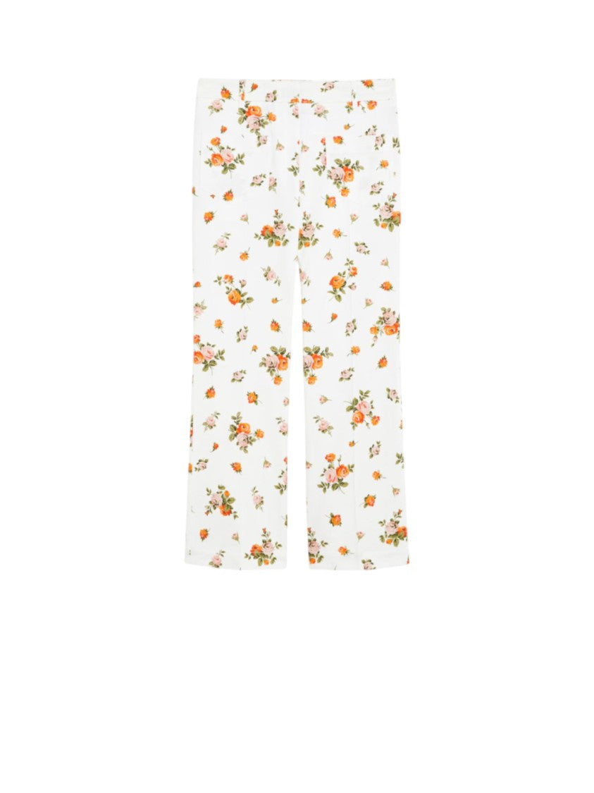 Max Mara Flared Leg Pants With All-Over Floral Print