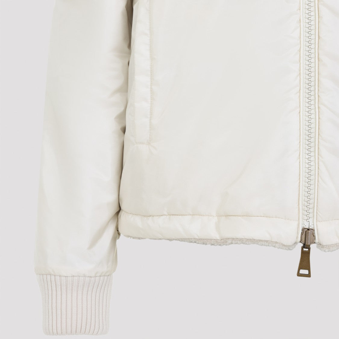 Moncler Zip Up White Acrylic Jacket