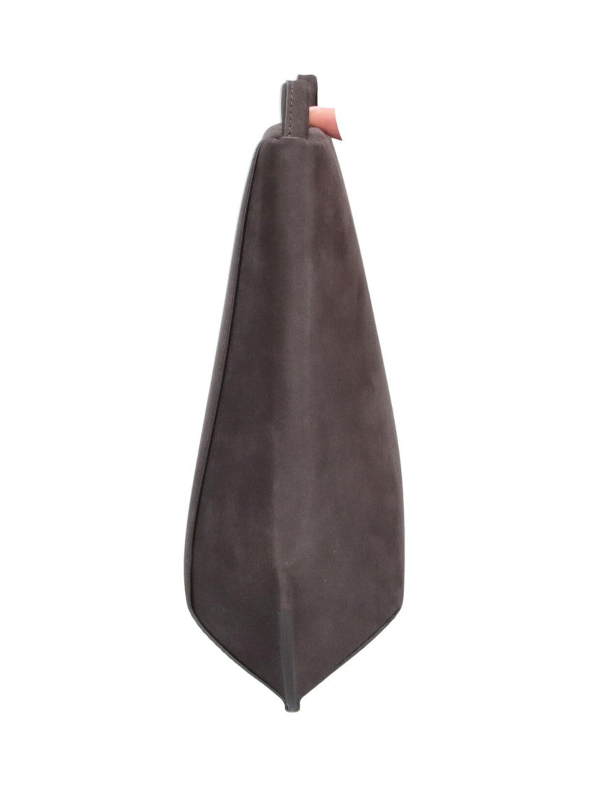 Fane Brown Loge Suede Magnetic Flap Handbag