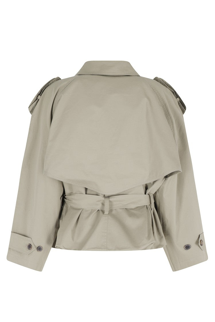 La Piscine Khaki Short Trench Coat With Removable Waist Belt