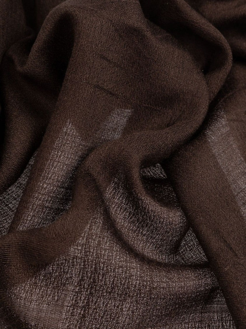 Max Mara Wraparound Brown Scarf With Fringe Detailing
