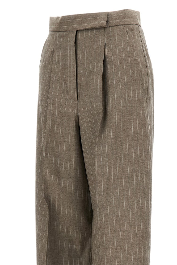 Max Mara Tailored Cropped Pinstripe Trousers With Cuffed Hems