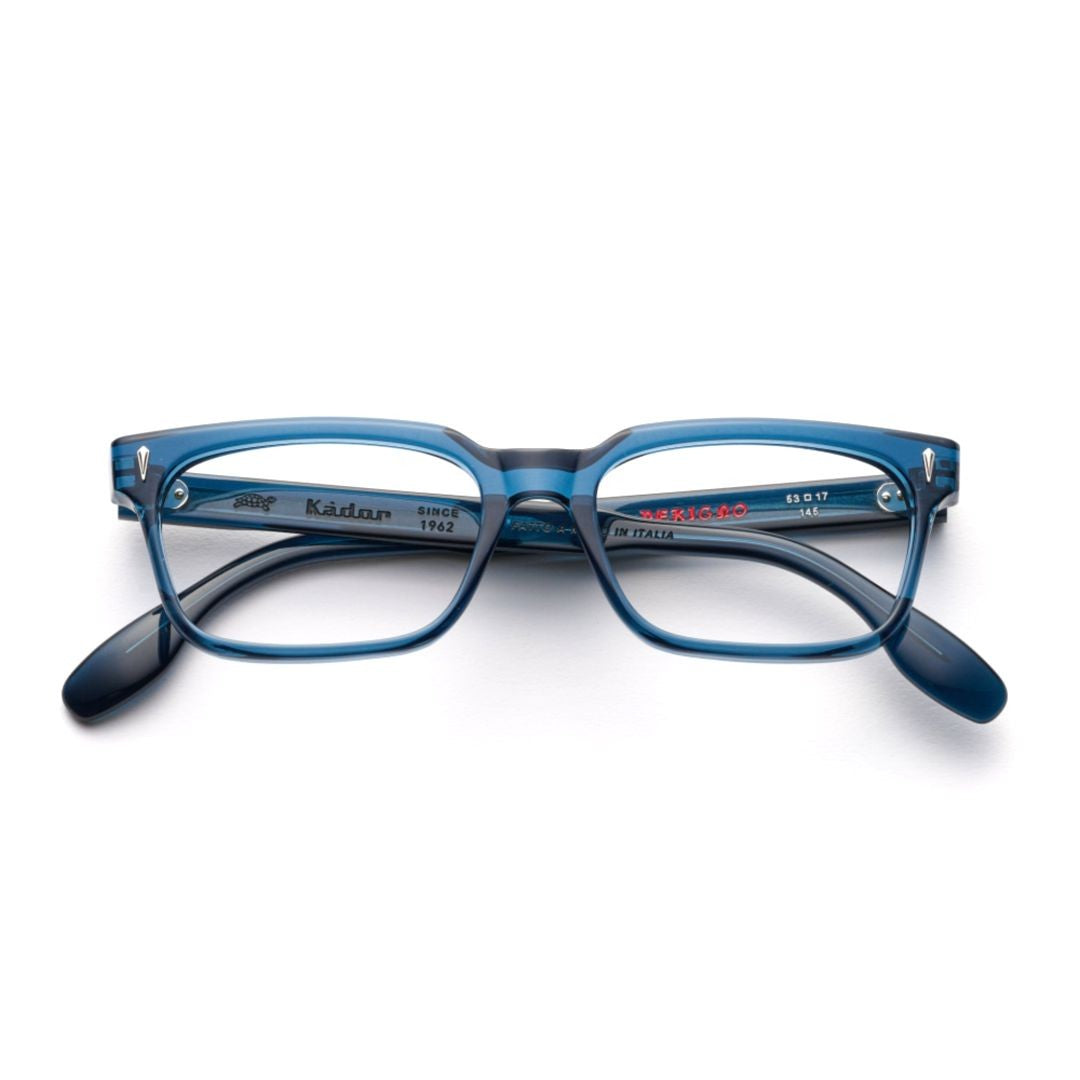 Kador Pekigno-53 Translucent Blue Rectangular Frame Eyeglasses With Metallic Accents