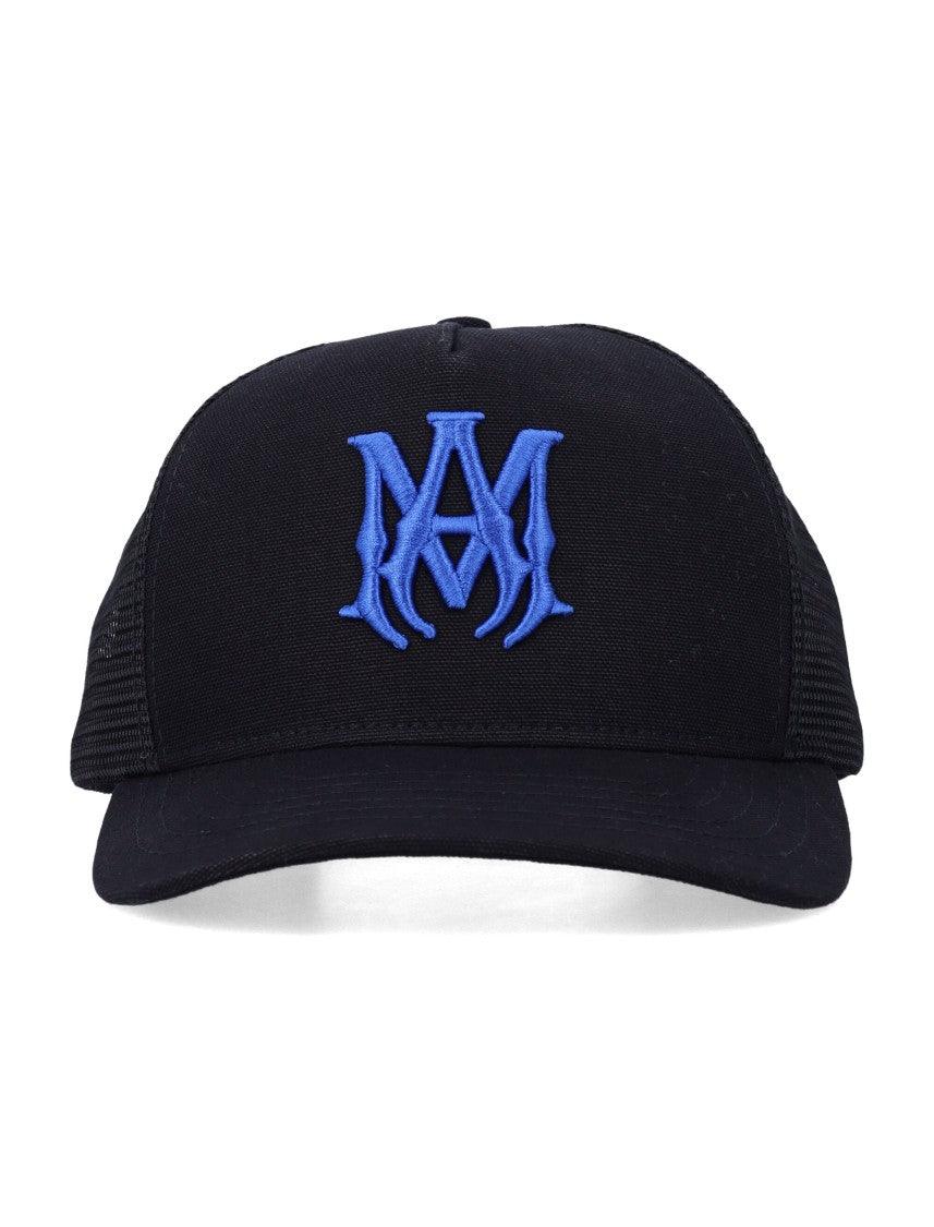 Amiri Black Ma Logo Trucker Hat Embroidered Hat