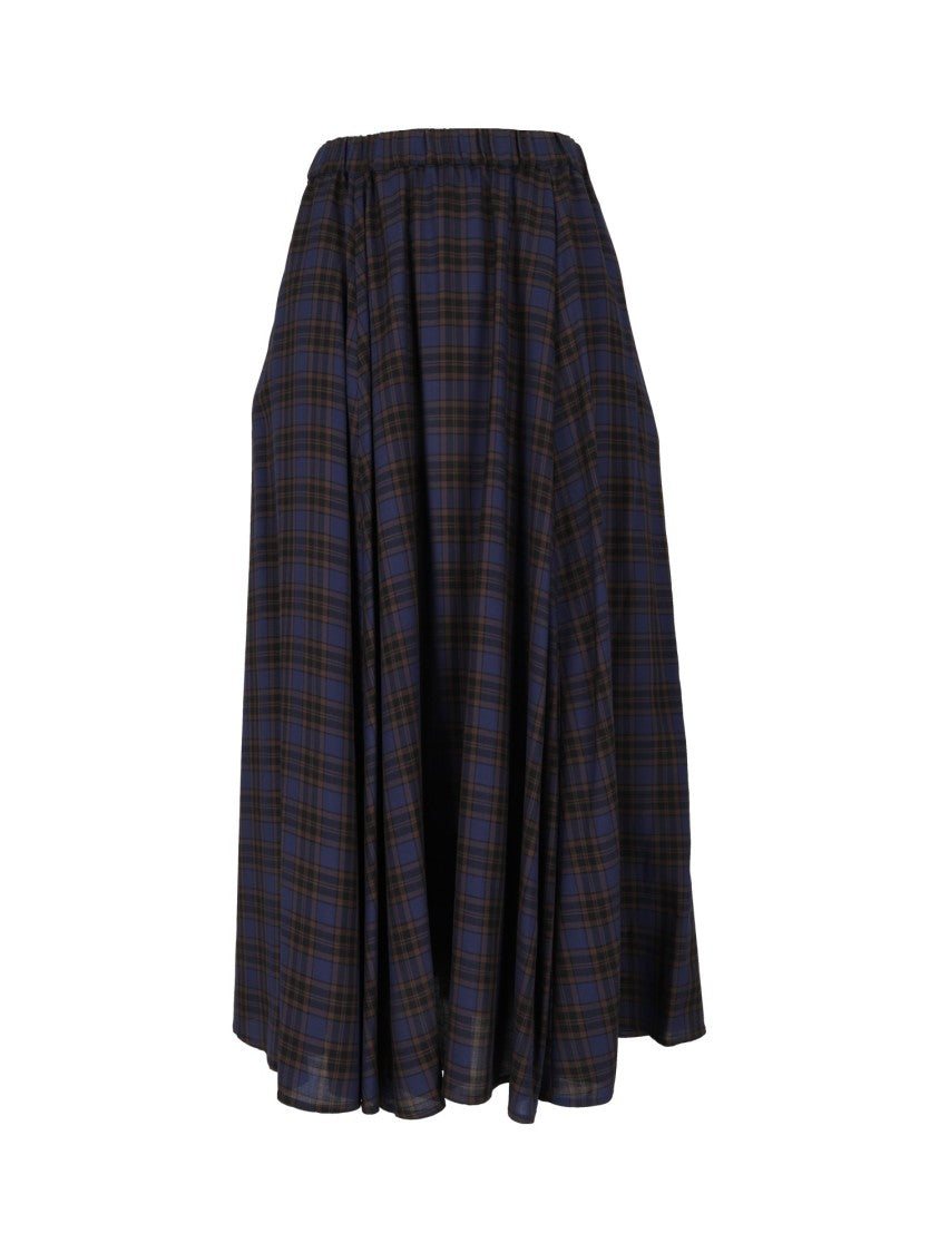 Aspesi Plaid Relaxed Flared Midi Skirt