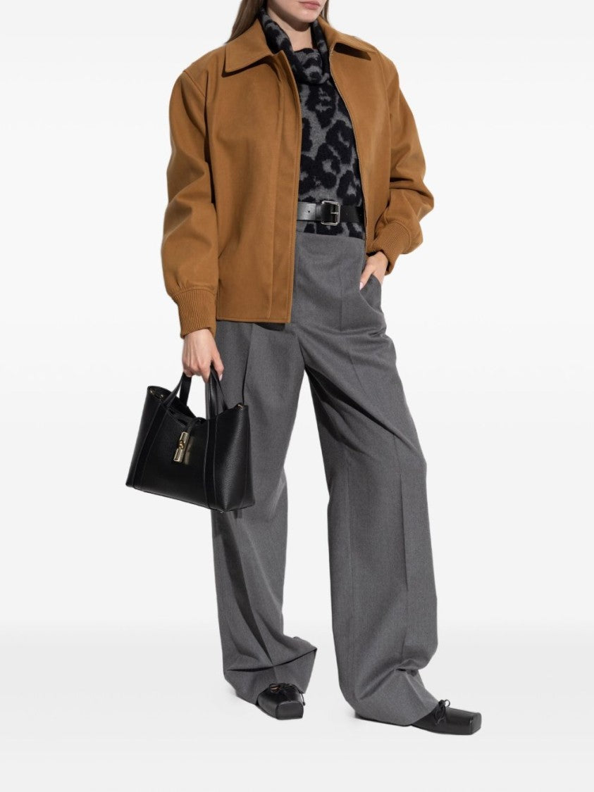 Stella Mccartney Cowl Neck Sweater With Bold Leopard Pattern