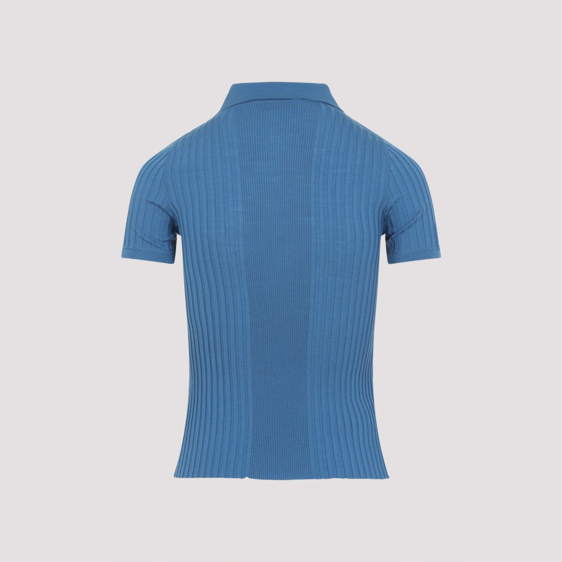 Miu Miu Ribbed Knit Polo Shirt In Wool