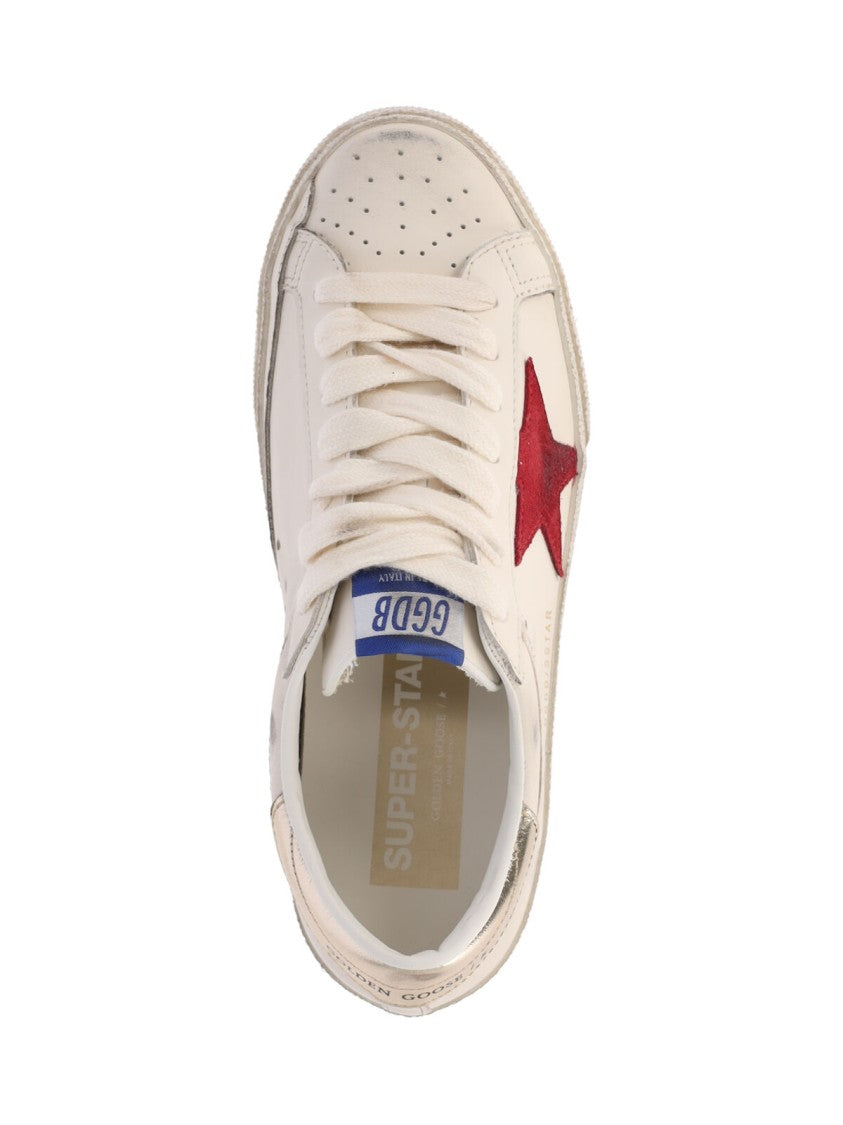 Golden Goose White Super-Star Worn Calf Leather Sneakers