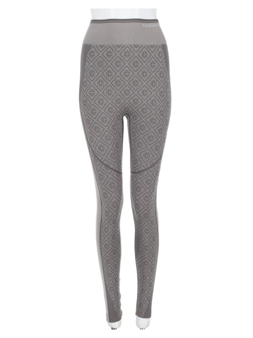 Casablanca Fitted Grey Trousers With Geometric Pattern And High Waistband