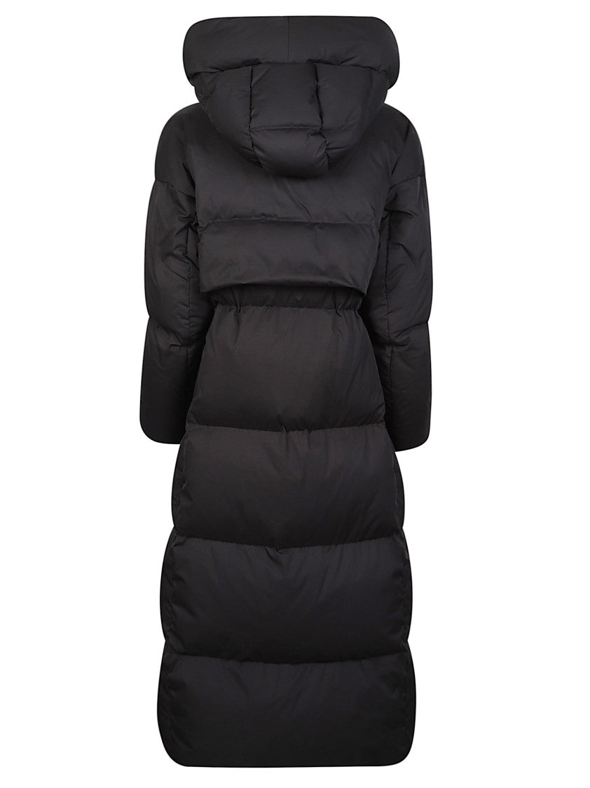 Add Padded Black Polyester Hooded Down Coat