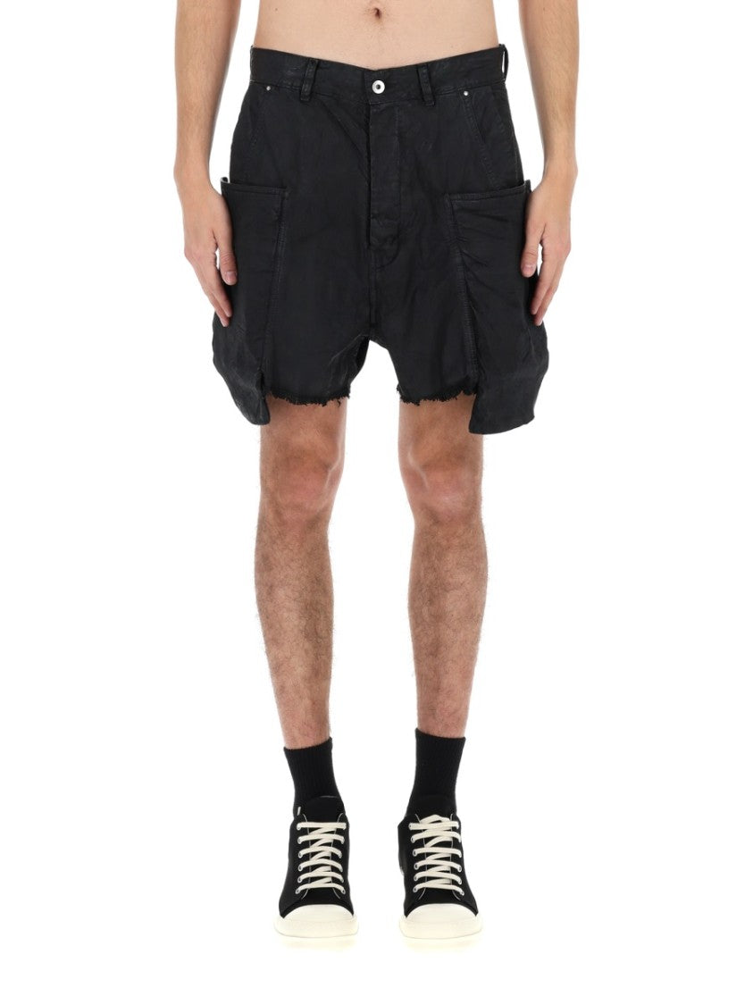 Drkshdw By Rick Owens Black Stefan Cotton Utility Cargo Shorts
