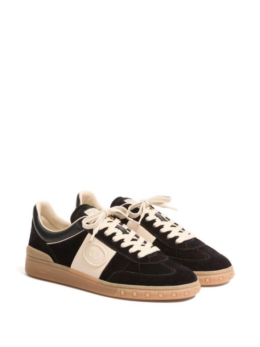 Valentino Garavani Black Upvillage Luxury Suede Strap Sneakers