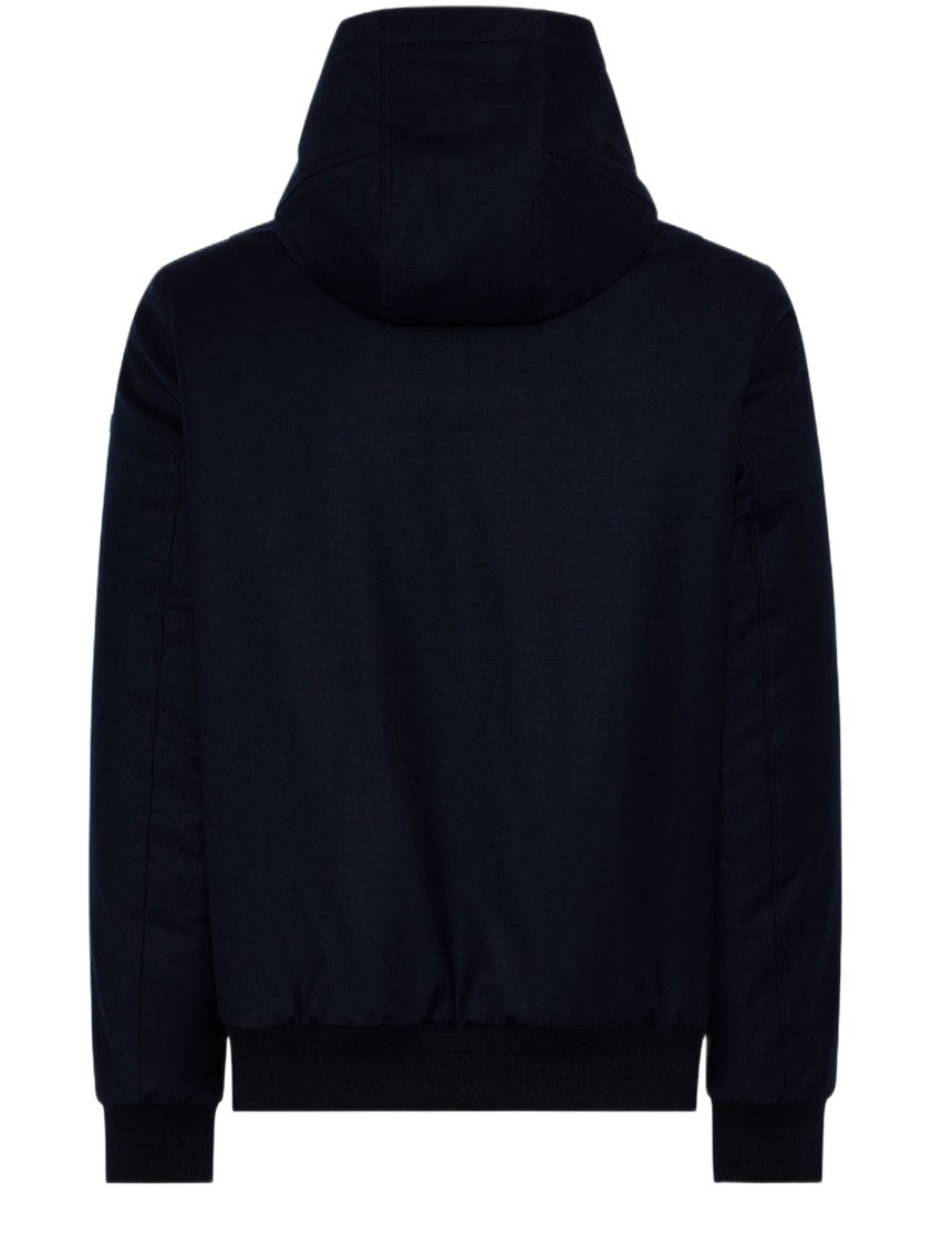 Duno Minimalist Black Hooded Jacket With Synthetic Fur Lining