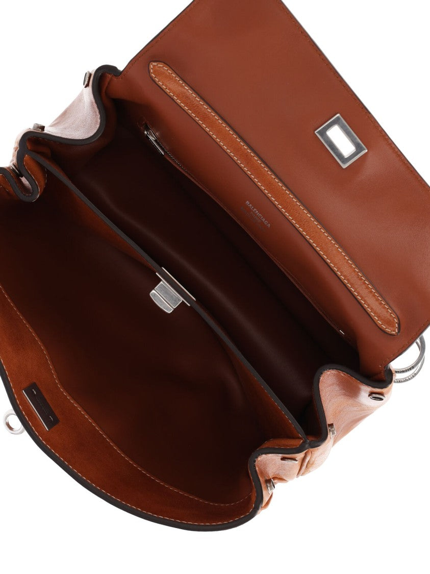 Balenciaga Brown Rodeo Antiqued Lambskin Handbag