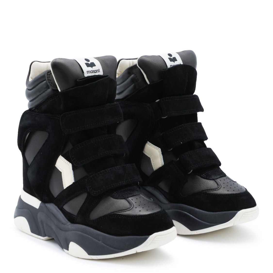 Isabel Marant Black Suede Velcro Straps Sneakers