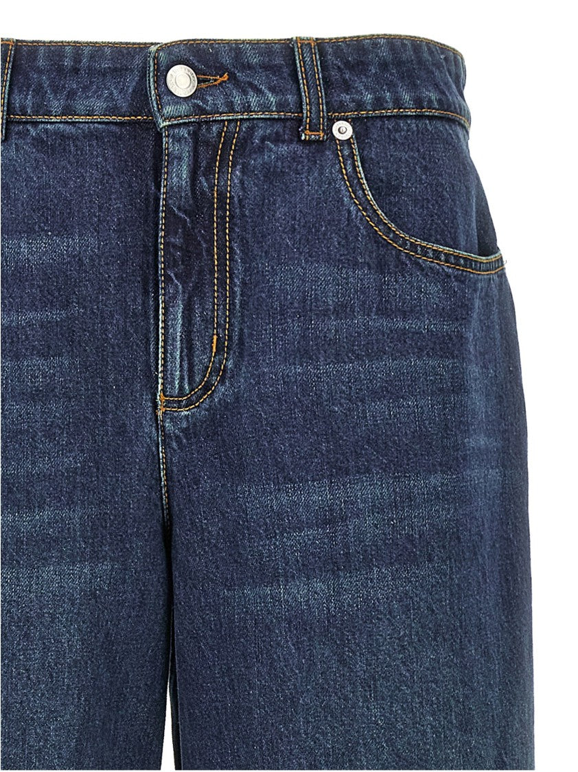 Mcqueen Wide-Leg Indigo Denim Jeans